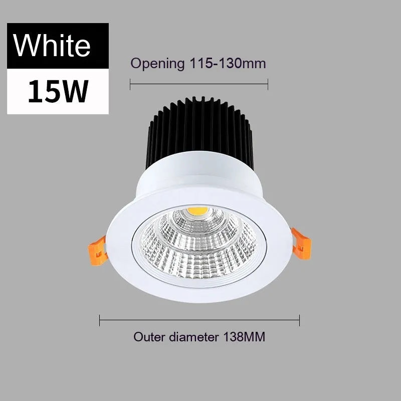 Modern recessed aluminium LED ceiling spotlight with three colour variable light settings.
