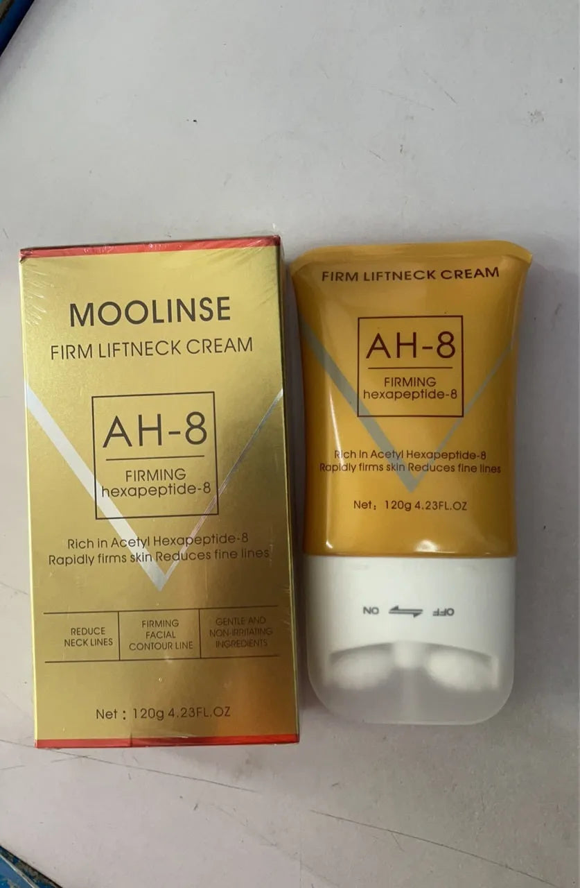 Neck moisturising cream with roller applicator for dry skin in medium sample size packaging