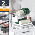 Double-layer kitchen storage rack with removable components in black or white finish