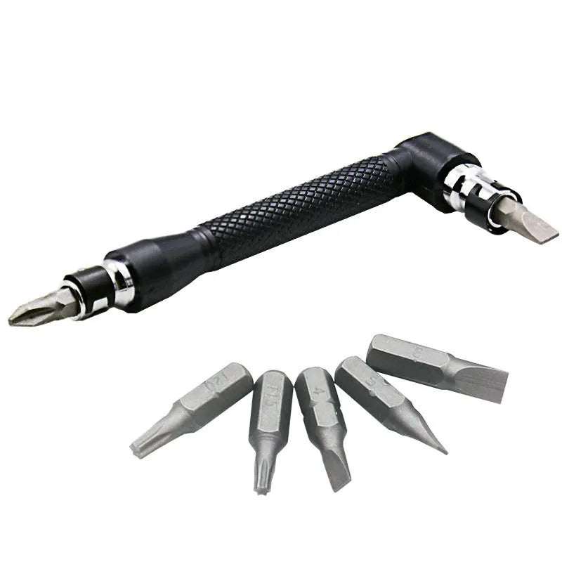L-type double-headed socket wrench with ten steel screwdriver bits for mechanical repair