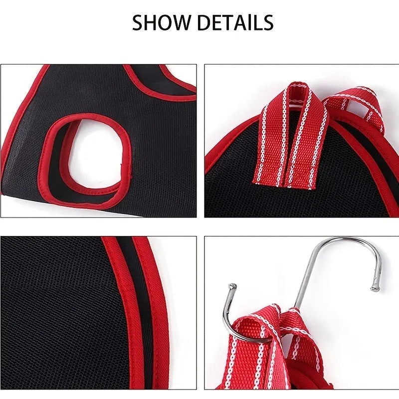 Pet grooming hammock restraint bag hanging with mesh fabric and adjustable zippers