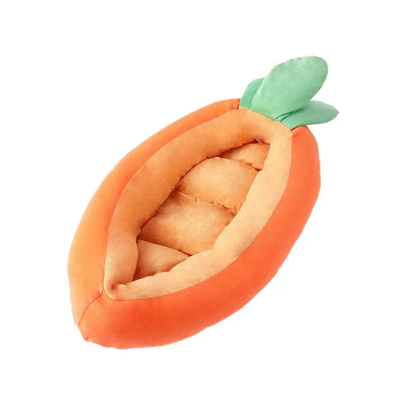 Carrot-shaped pet mattress with removable design in cartoon style for medium and large dogs
