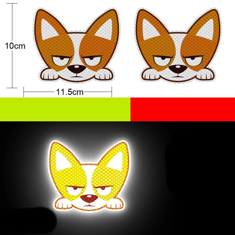 A pair of diamond reflective film warning stickers for vehicles, showing sample designs.