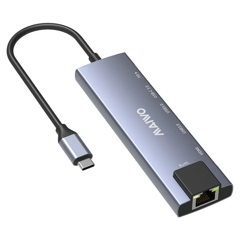 Steam Deck six-in-one aluminium docking station with HDMI, Ethernet, USB ports and a 15cm Type-C cable.