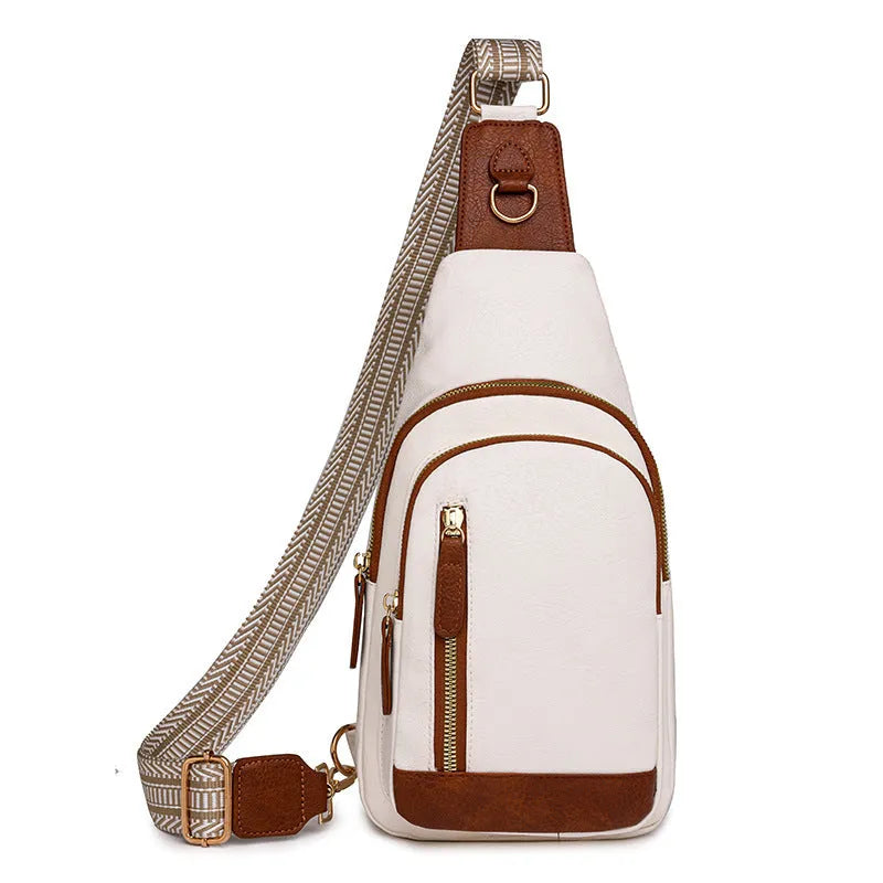 Women's soft PU leather crossbody messenger bag in street-trend style with zipper compartments