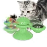 Cat rotating windmill toy with suction base and two transparent bins on blades