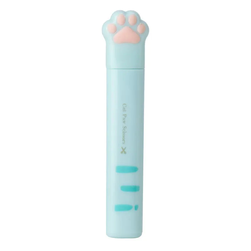 Cat paw mini folding scissors in pink, white, black, and blue colour options
