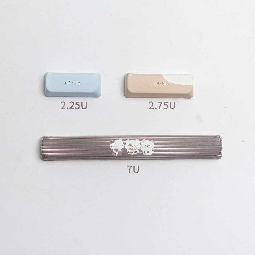 Sea salt cat design PBT keycap set for mechanical keyboards with March layout 7u supplement compatibility