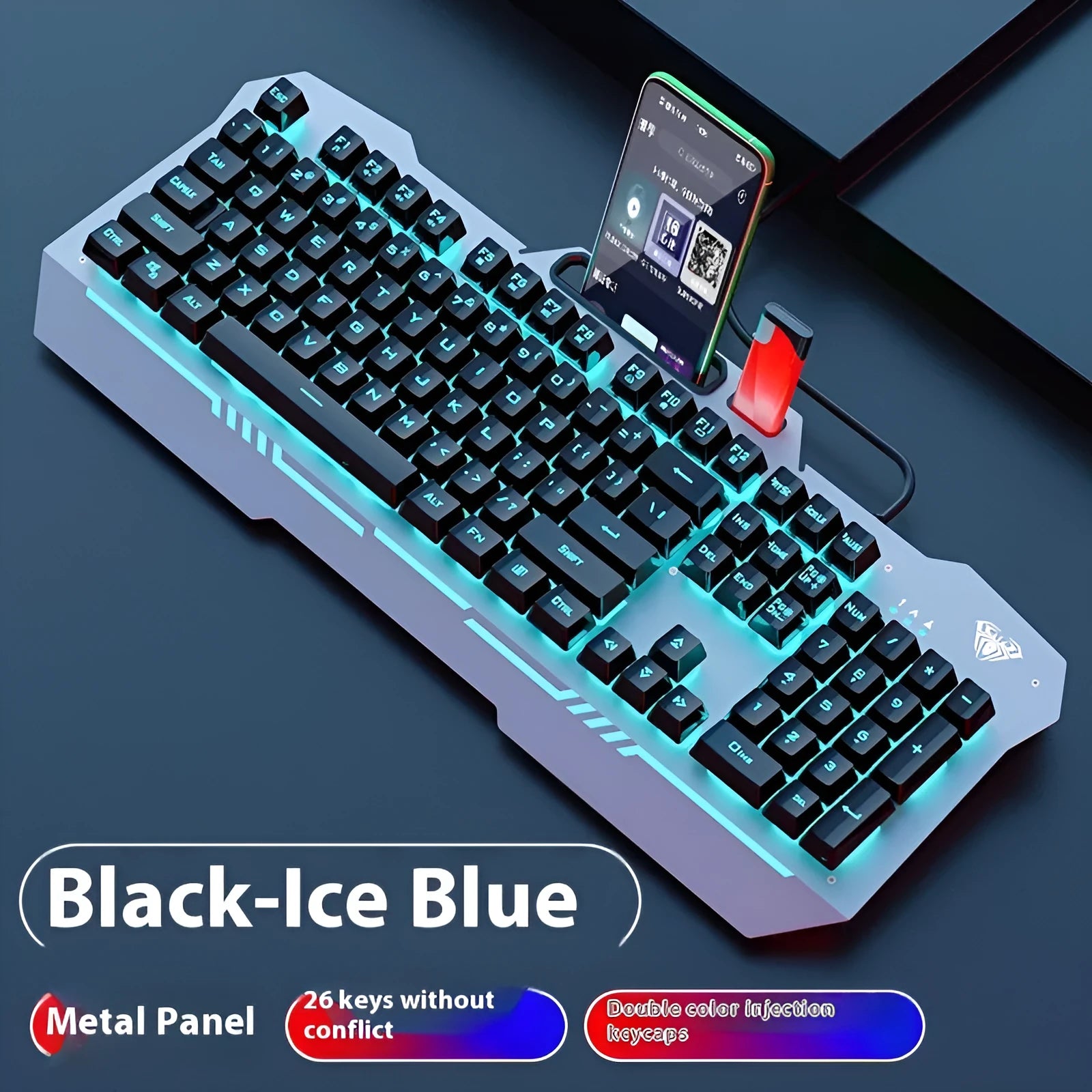 Black and white wired keyboard mouse headset bundle for desktop computer setups