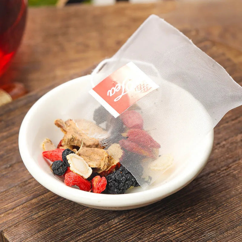 Bag of Ginseng Black Wolfberry Tea containing 40 individual 5g tea sachets, total 200g.