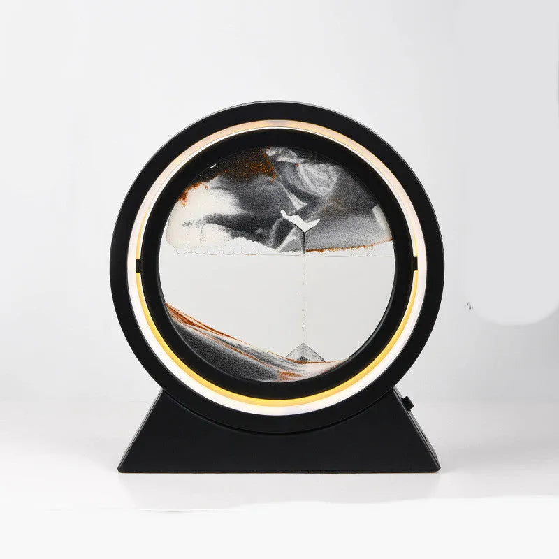 3D dynamic quicksand art ornament in glass casing with plastic base, 24cm tall, in picture colour