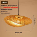 Bamboo chandelier with 40cm natural shell shade hanging as Chinese Zen pendant light
