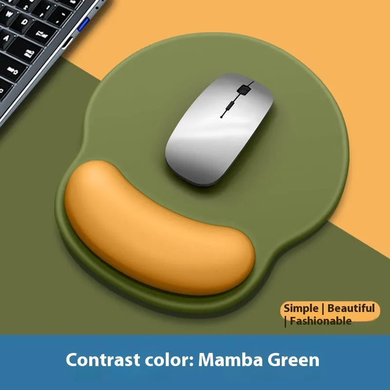 Silicone mouse mat with wrist support pad in gradient blue-black colour pattern