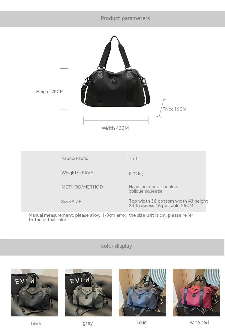 Large waterproof Oxford cloth travel backpack in black with dry wet separation compartments