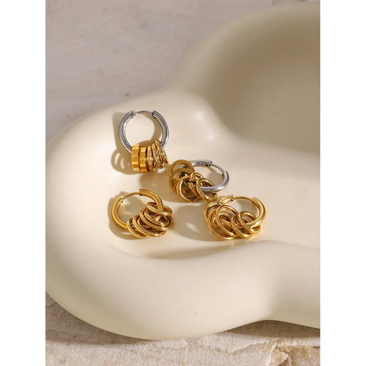 Stainless steel electroplated earrings in contemporary ins style for unisex wear