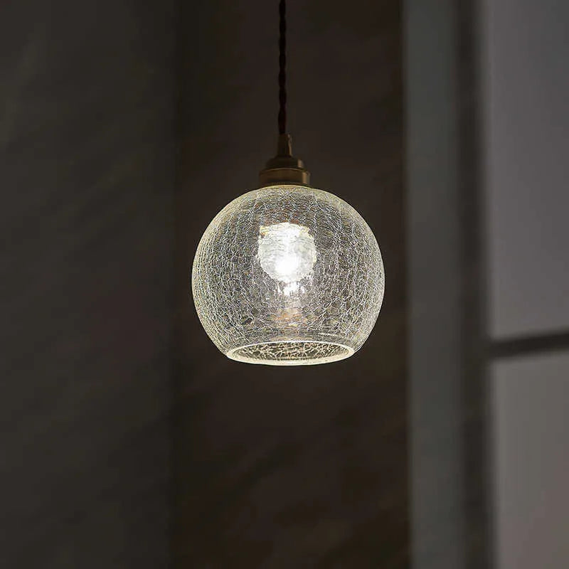 Retro-style brass and clear glass ball chandelier ceiling light fixture