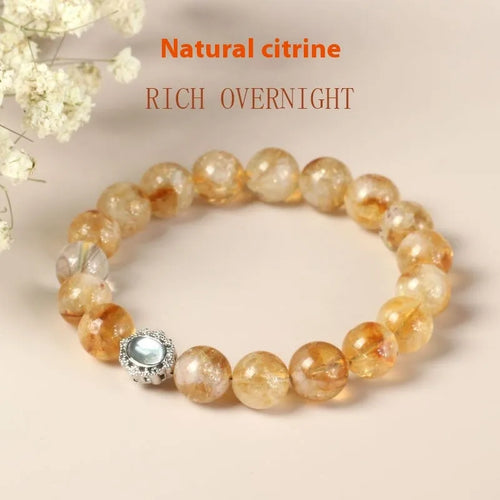 Geometric citrine crystal bracelet with 10mm stones on a metal setting, unisex design.