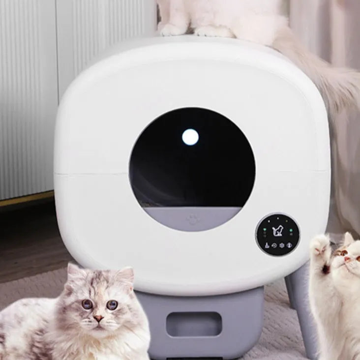 Automatic self-cleaning cat litter box with ABS plastic body and 76L capacity