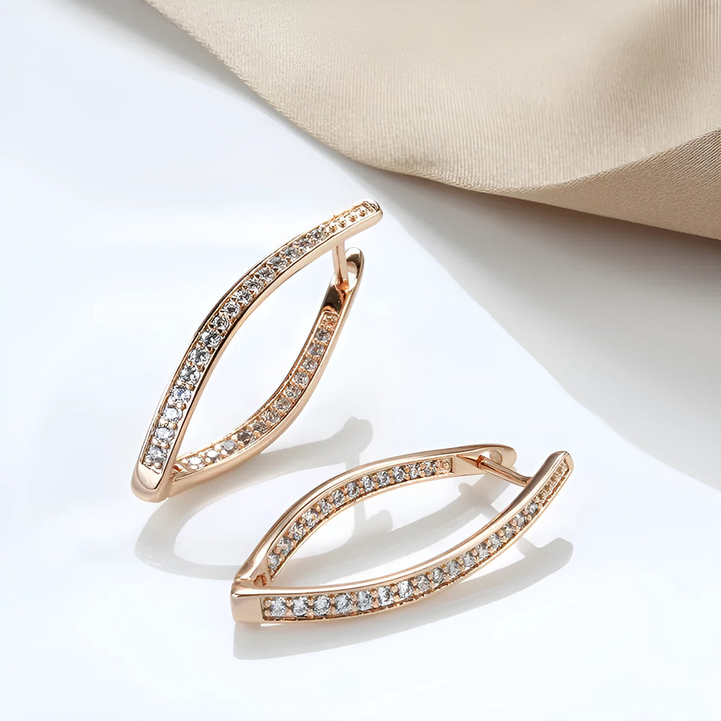 Geometric zircon eardrops earrings in H0493 colour with copper construction and ins style detailing