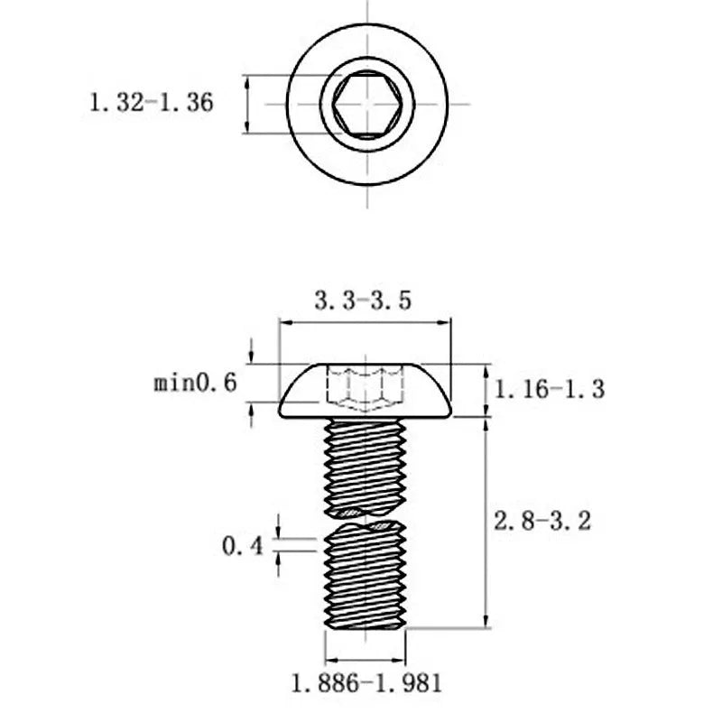 Stainless steel half round head pan head hexagon screw with whitewash finish