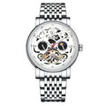 Men's mechanical watch with tourbillon, luminous hands, waterproof case in multiple colour options