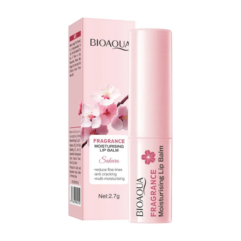 Anti-chapped moisturising lipstick stick in variant options including marigold, avocado, and cherry blossom.