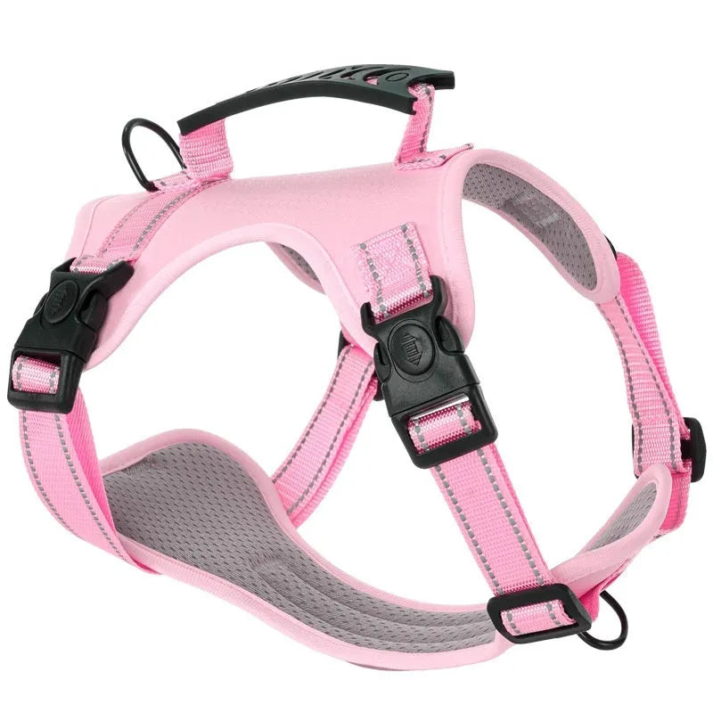 Polyester dog harness chest strap lead set in multiple colours with adjustable fitting