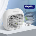 Mini USB spray air conditioner fan with 3-speed brushed motor in rose gold on a desk
