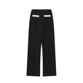 Women's street fashion suit with beaded leather top and high-waisted stretch trousers