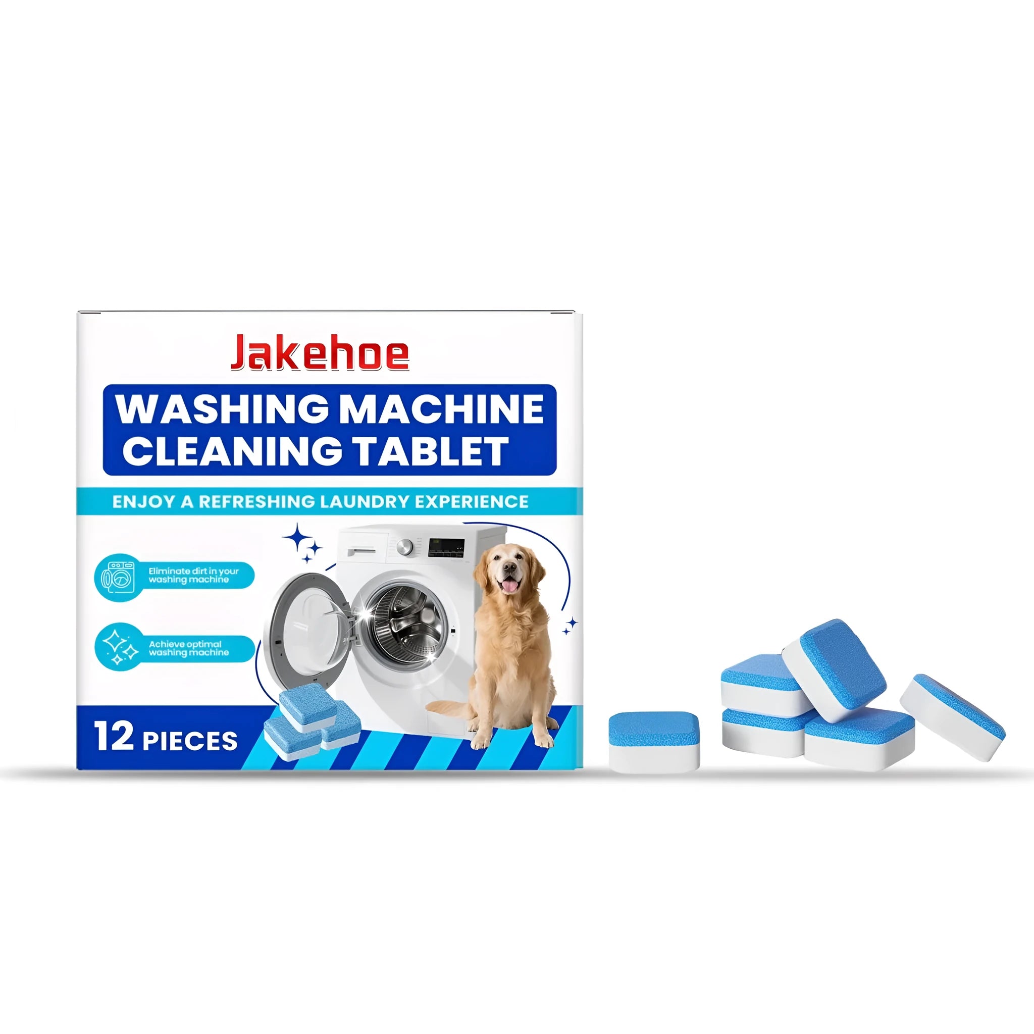 Pack of 12 washing machine cleaning tablets for appliance maintenance