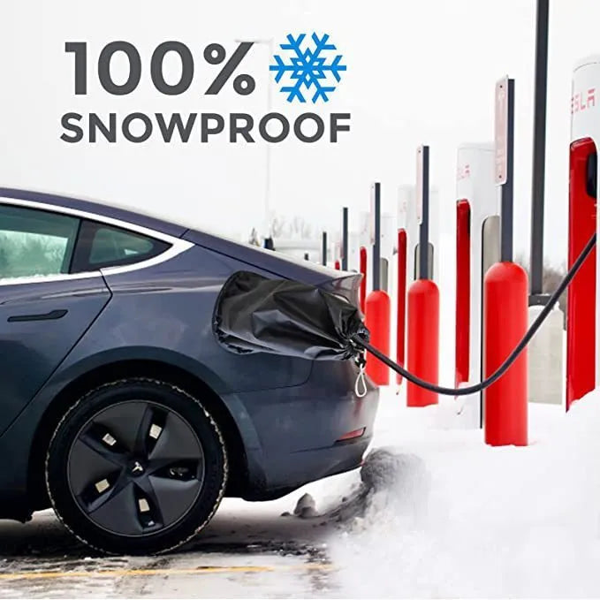 Grey waterproof drawstring cover for new energy vehicle charging point measuring 28x45x16cm