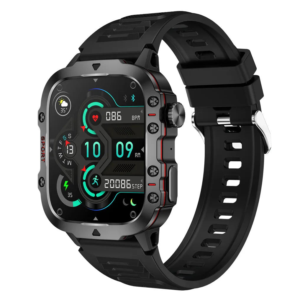 QX11 Smart Bluetooth Watch in black with heart rate monitoring on TFT screen and interchangeable straps