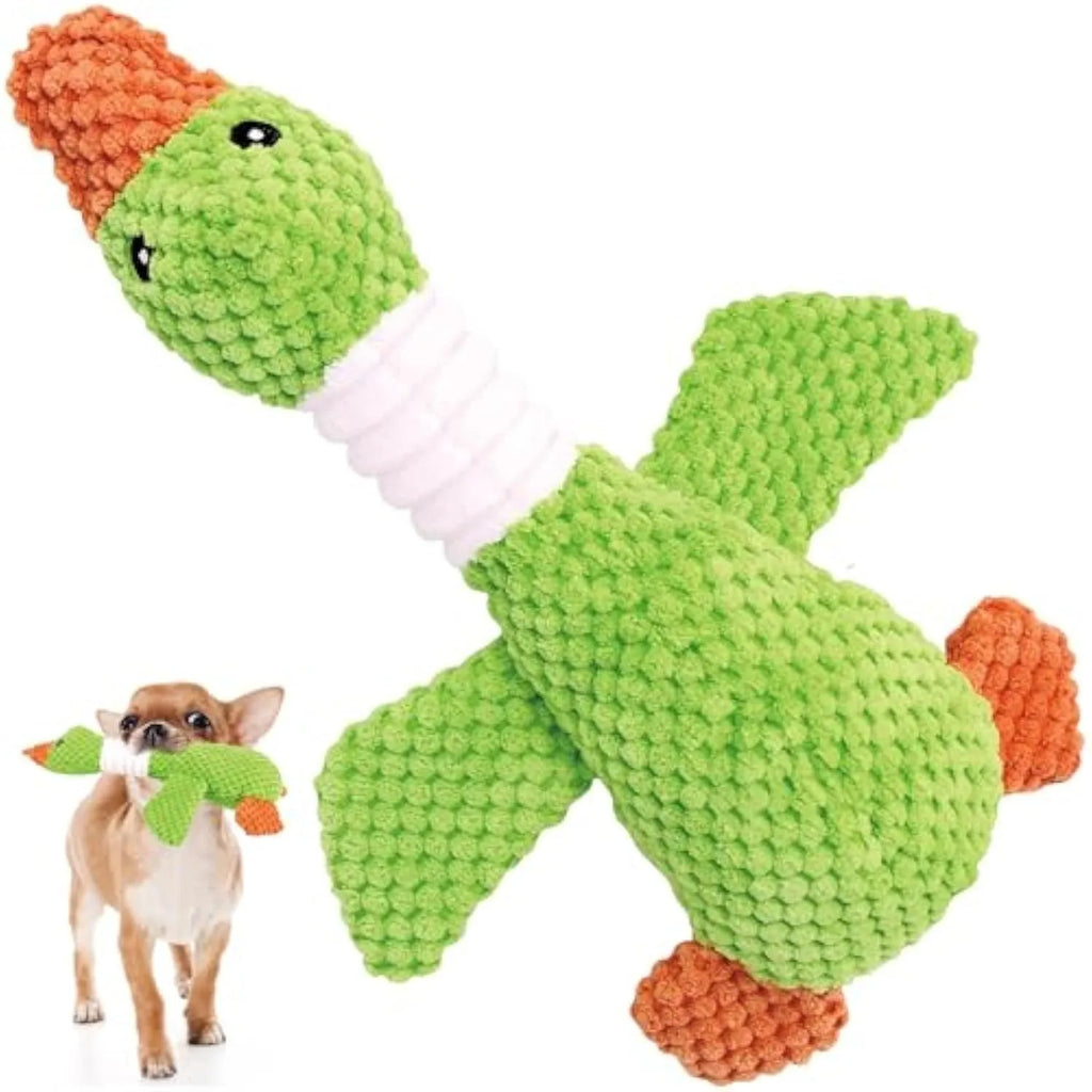 Blue duck-shaped dog plush toy with squeakers for small medium large breed dogs