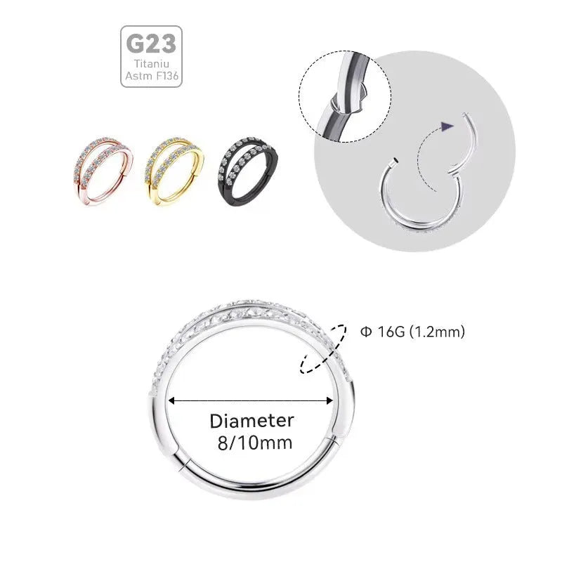 G23 titanium alloy nose ring earrings with diamond finish in multiple gauge and length sizes