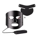 Black and gold LED phototherapy face mask with controller, shown with its USB charging cable.