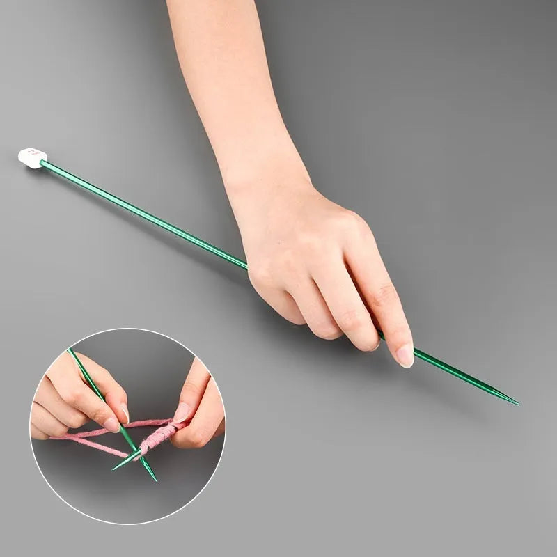 Crochet hook set showing 14 different sizes from 2.0mm to 10.0mm with lengthened design and caps