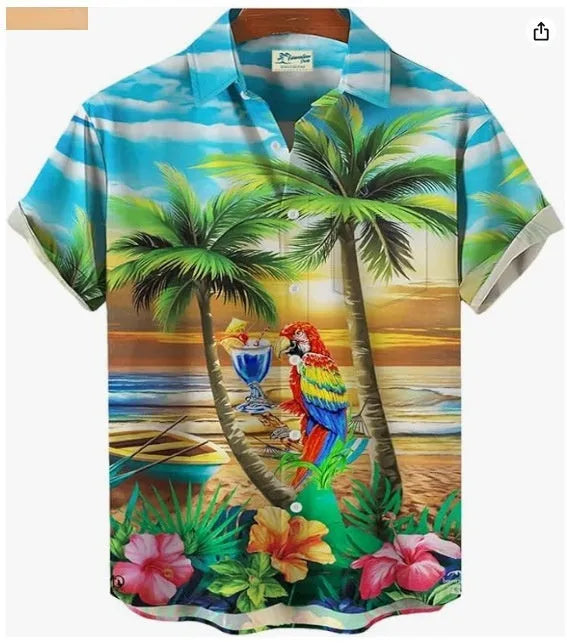 Men's plus size short sleeve cardigan in polyester, slim fit, digital print, available in sizes S to 5XL