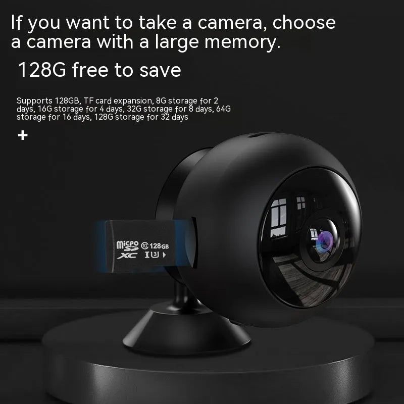 1080p wireless WIFI security camera with ABS plastic housing and wide-angle lens