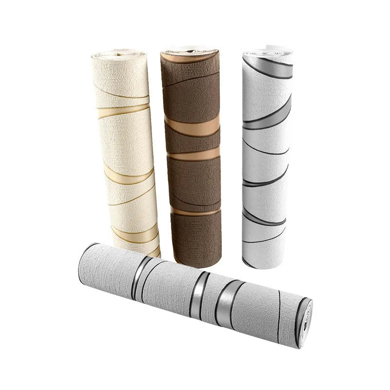 Curve stripe 3D decorative wallpaper roll with velvet finish for video walls