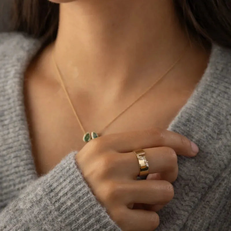 Gold electroplated zircon ring for women on copper base in various sizes