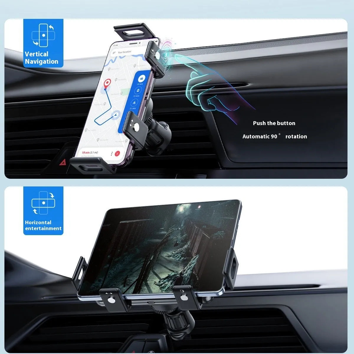 New car wireless charger mobile phone holder in alloy, universal style with 360-degree rotation