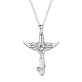 Wings cross stethoscope pendant necklace in electroplated copper with diamond finish options