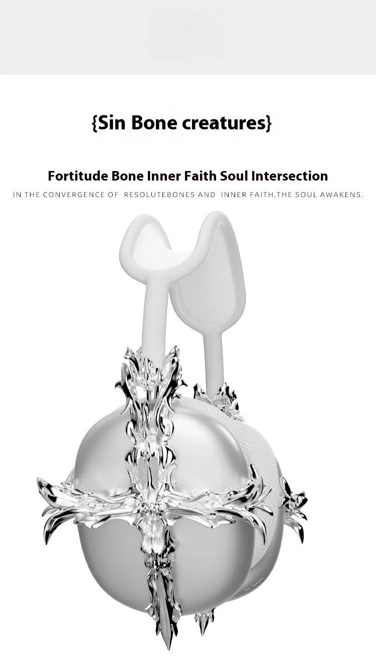Gothic resin cross hard case headphone cover for Apple AirPods Max in silver colour
