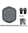 Black smart music boxing machine with Bluetooth connectivity and included boxing gloves