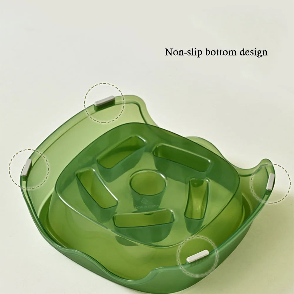 Blue plastic dog slow feeder anti-choking bowl for food and water