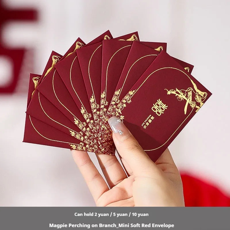 Assorted mini red packets for wedding lucky money in Chinese style paper design with seal closure