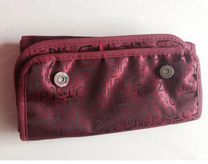 Polyester cosmetic bag with zipped compartment and hanging loop in pastoral style, red colour option