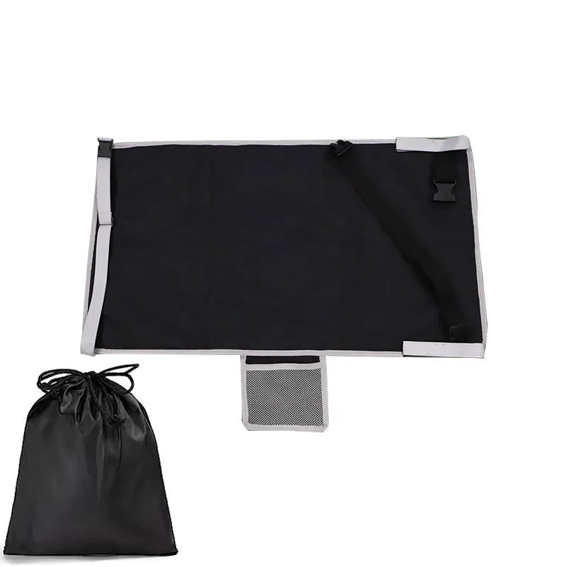 Portable children's aircraft pedal seat extender with optional drawstring pocket in nylon fabric