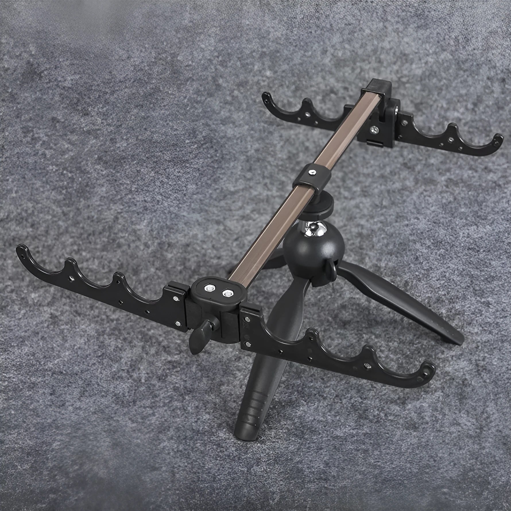 Silver aluminium triangle rod holder bracket for ice fishing equipment