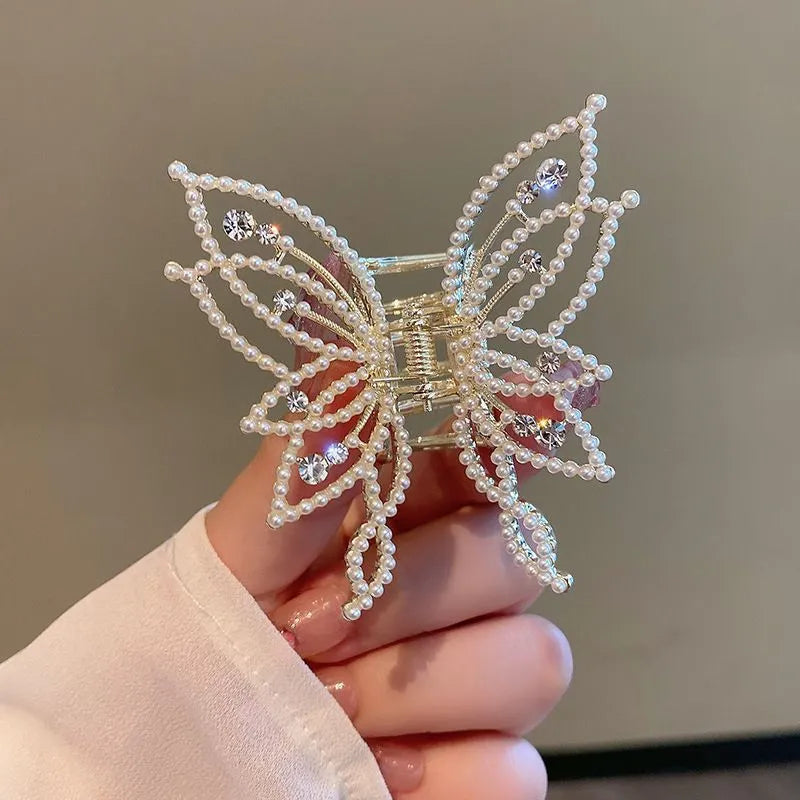 Butterfly hair clip for women with alloy electroplated construction in 6.7 x 6.2 cm size